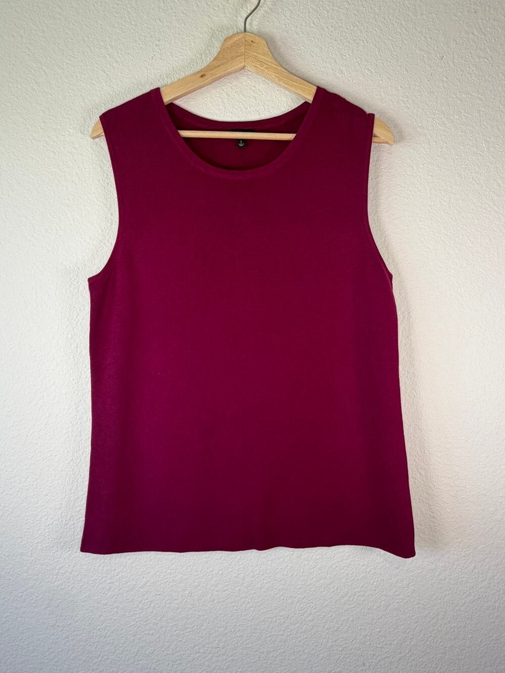 Talbots Sweater Shell NWT Burgundy Magenta Plum Cotton Modal Sleeveless Womens L